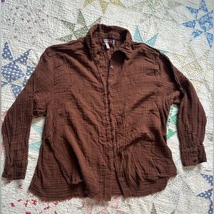 Urban Outfitters Brown Gauze Casual Shirt Sz M